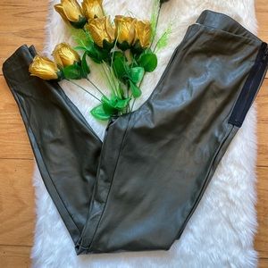 Twist & Tango Faux Leather Olive Green Tights